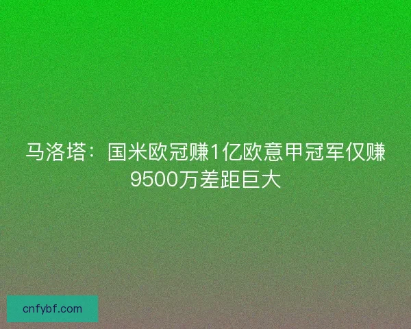 马洛塔：国米欧冠赚1亿欧意甲冠军仅赚9500万差距巨大
