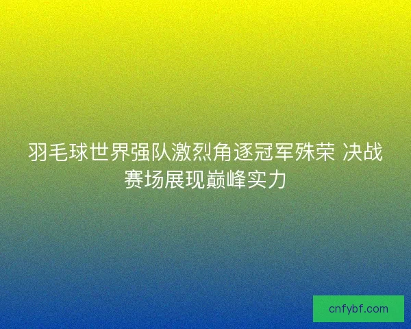 羽毛球世界强队激烈角逐冠军殊荣 决战赛场展现巅峰实力