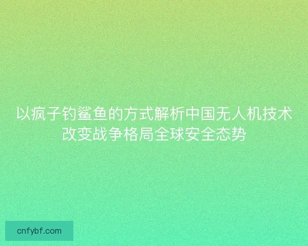 以疯子钓鲨鱼的方式解析中国无人机技术改变战争格局全球安全态势 以疯子钓鲨鱼的方式解析中国无人机技术改变战争格局全球安全态势