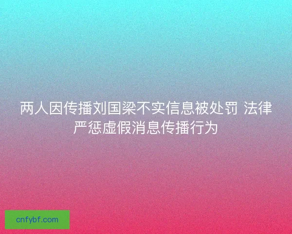 两人因传播刘国梁不实信息被处罚 法律严惩虚假消息传播行为 两人因传播刘国梁不实信息被处罚 法律严惩虚假消息传播行为